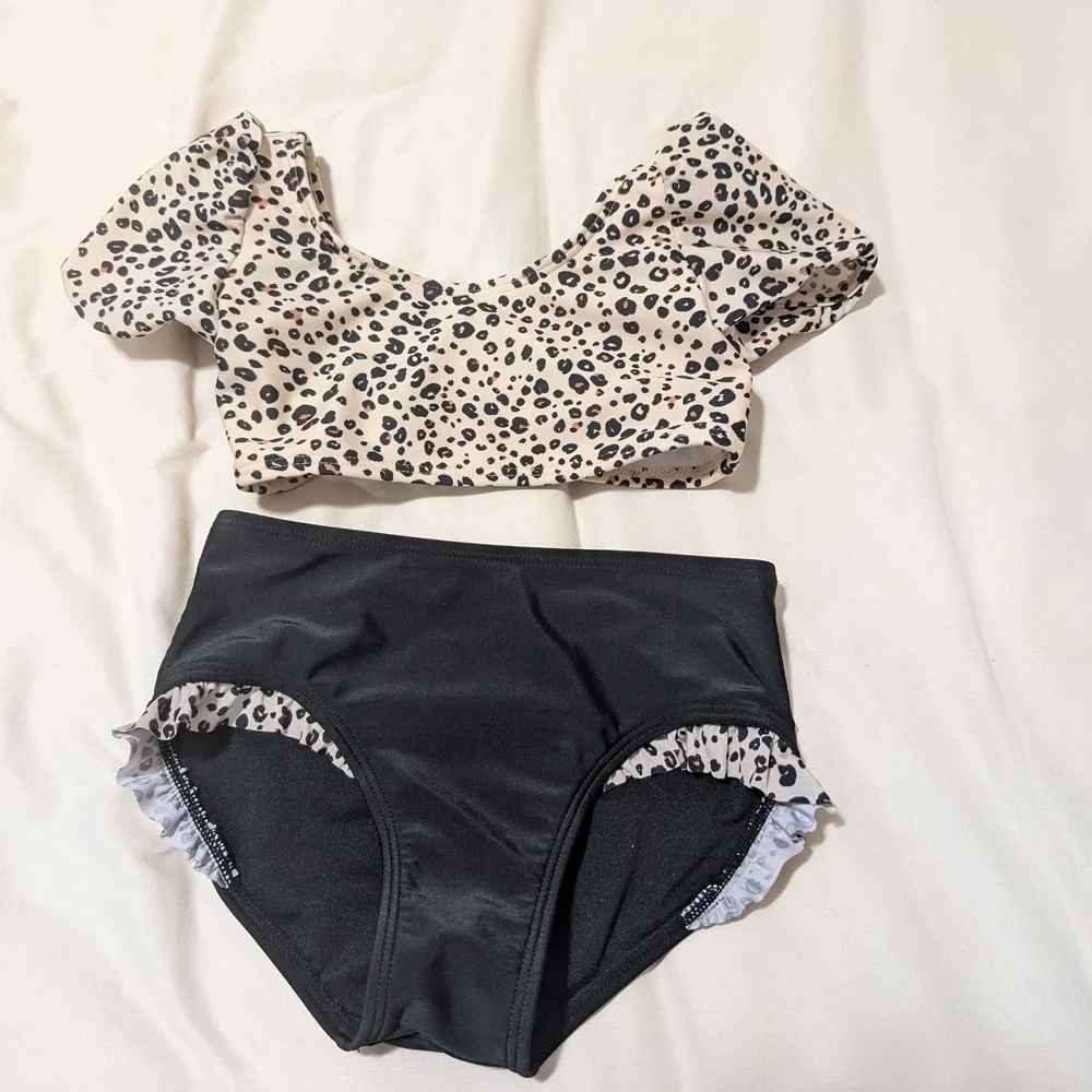 Cat & Jack Tan and Black Leopard Bikini Girl Size 4/5